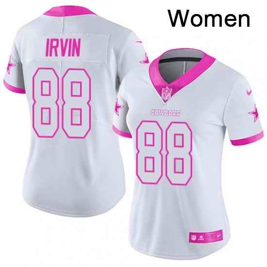 Womens Nike Dallas Cowboys 88 Michael Irvin Limited WhitePink Rush Fashion NFL Jersey